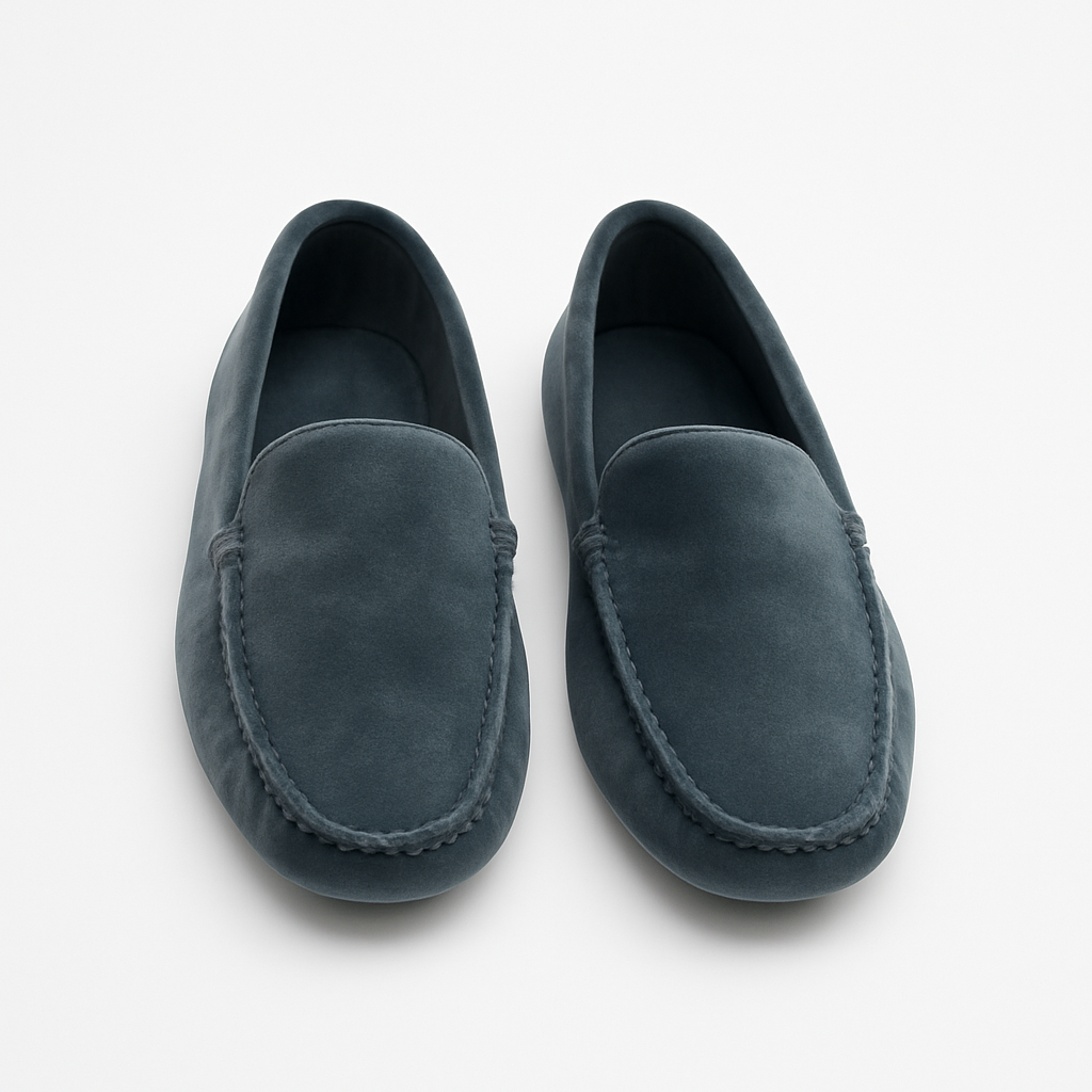 Slate Velvet Moccasins